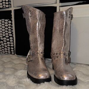 We The Free Metallic Silver Combat Boots